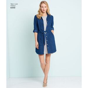 New Look Sewing Pattern 6449 Misses' Easy Shirt Dress and Knit Dress