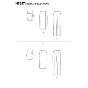 New Look Sewing Pattern N6627 Misses' Top, Skirt, And Pants