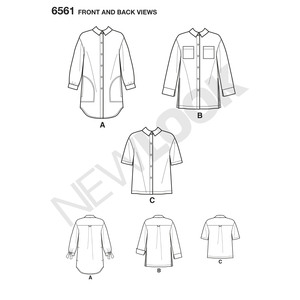 New Look Pattern 6561 Misses' Shirts in Three Lengths