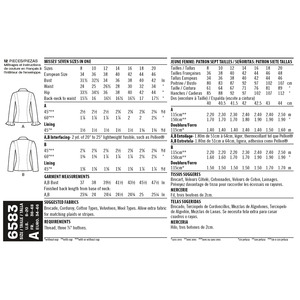 New Look Sewing Pattern 6583 Misses' Lined Jacket