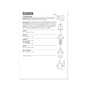Simplicity Sewing Pattern S3059 18″ Doll Clothes by Elaine Heigl Designs OS