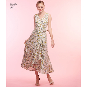 Simplicity Sewing Pattern 8637 Women's Wrap Dress H5 Sizes 6-14