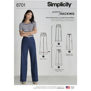 Simplicity Sewing Pattern 8701 Women's Trousers with Options for Design Hacking U5 Sizes 16-24