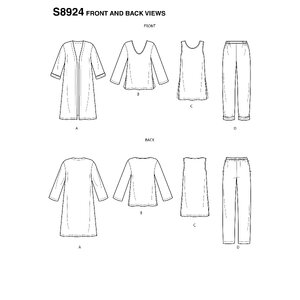 Simplicity Sewing Pattern S8924 Misses' Jacket, Top, Tunic & Pull-on Pants H5 Sizes 6-14