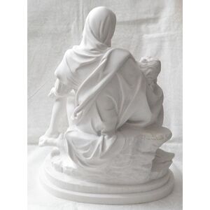 La Pieta Statue Mary Holding Jesus, White 27cm High Plaster, Made in Italy