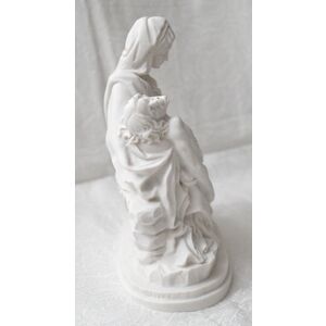 La Pieta Statue Mary Holding Jesus, White 15cm High Plaster, Made in Italy
