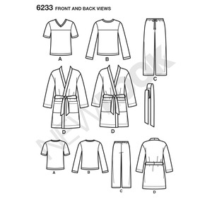 New Look Sewing Pattern 6233 Unisex Pants, Robe and Knit Tops