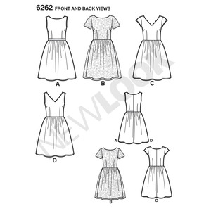 New Look Sewing Pattern 6262 Misses' Dress with Neckline Variations