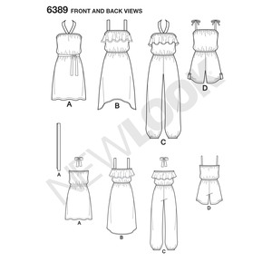 New Look Sewing Pattern 6389 Girls' Easy Jumpsuit, Romper and Dresses