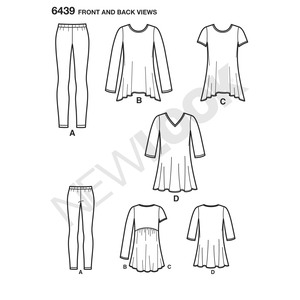 New Look Pattern 6439 Misses' Knit Tunics with Leggings