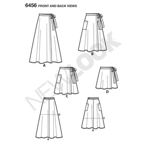 New Look Sewing Pattern 6456 Misses' Easy Wrap Skirts in Four Lengths