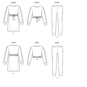 New Look Sewing Pattern N6649 Girls' Knit Dress, Top, Joggers