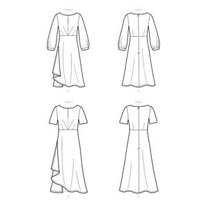 New Look Sewing Pattern N6655 Misses' Dress In Two Lengths With Sleeve Variations