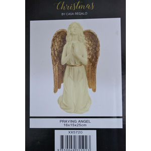 Praying Angel, White / Gold, 25 x 16 x 15cm, Poly, Christmas Angel
