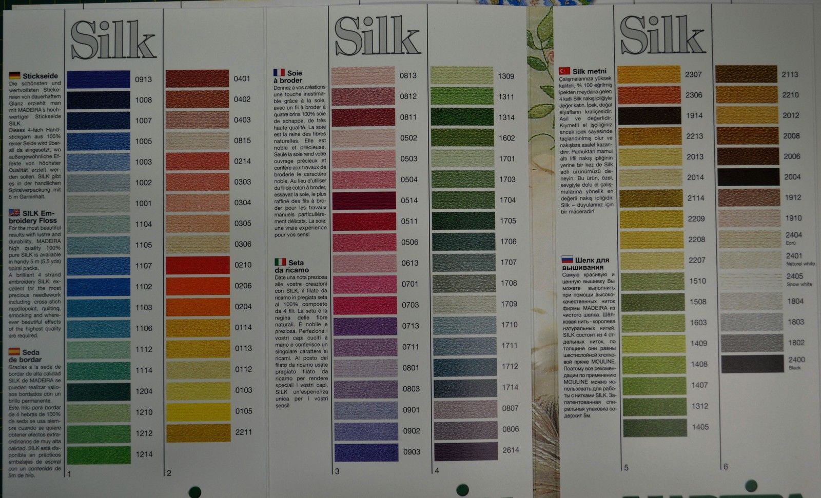 Madeira Silk Thread Colour Chart