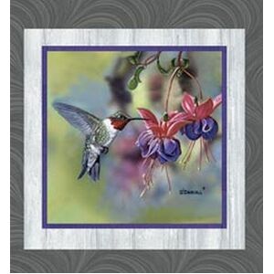 Hummingbird Song 6 Block PANEL 100% Cotton Fabric, 112cm x 60cm Per Panel
