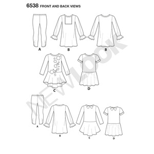New Look Pattern 6538 Child's Knit Leggings and Dresses