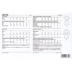 New Look Sewing Pattern N6749 Misses’ Dress With Sleeve Variations