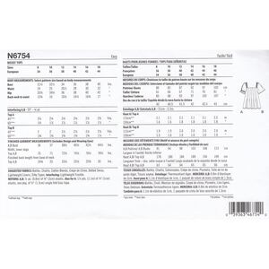 New Look Sewing Pattern N6754 Misses’ Top With Sleeve Variations