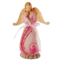 Angel Holding Girl, Christening Angel Statue, 100 x 65mm, Beautiful Gift Item, New and boxed