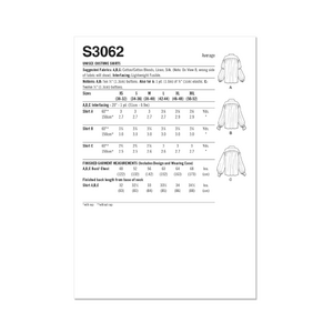 Simplicity Sewing Pattern S3062 Unisex Costume Shirts by Scissor IMP Workshop Sizes XS-XXL