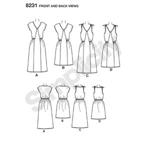 Simplicity Sewing Pattern 8231 Women's Dress in Two Lengths H5 Sz US 6-14