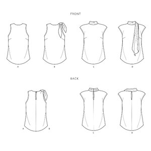 Simplicity Sewing Pattern S9045 Misses' Tops With Optional Neck Ties R5 Sizes 14-22