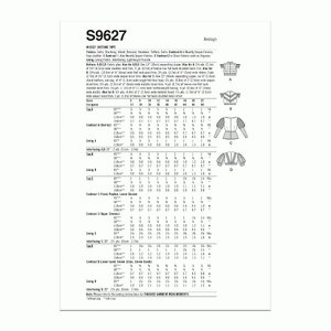 Simplicity Sewing Pattern S9627h5 Misses’ Costume Tops size 4-14