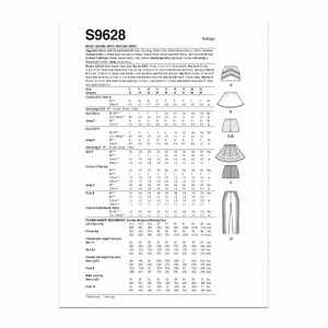 Simplicity Sewing Pattern S9628r5 Misses Costume Skirts Trousers Shorts sz14-22