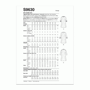 Simplicity Sewing Pattern S9630BB Men’s Costume Coats size 44-52