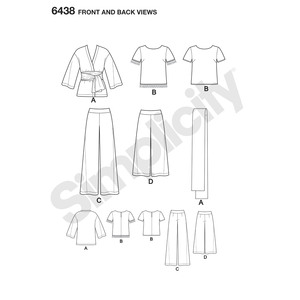 New Look Pattern 6438 Misses' Easy Pants, Kimono, and Top