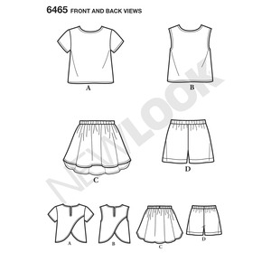 New Look Pattern 6465 Child's Easy Top, Skirt and Shorts