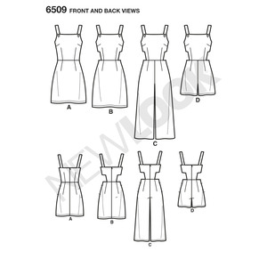 New Look Pattern 6509 Misses' Jumper, Romper, and Dress with Bodice Variations