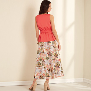 New Look Sewing Pattern N6668 Misses' Pull-Over V-Neck Sleeveless Top With Elastic Waist & Skirt