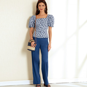 New Look Sewing Pattern N6678 Misses' Button Front Top With Square Neck & Straight Leg Pants