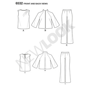 New Look Pattern 6532 Misses' Pants, Top and Jacket