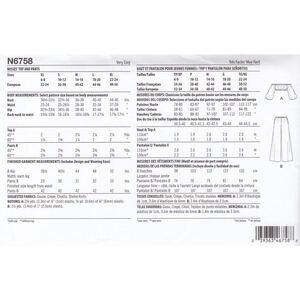 New Look Sewing Pattern N6758 Misses’ Top and Trousers