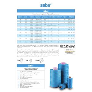 Saba Thread Colour Card, Actual Threads, Saba 150, 120, 100, 80, 50 & 30, Sabetex 100, 120, 250