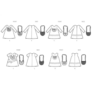 Simplicity Sewing Pattern S3042 Toddlers’ Dress with Sleeve Variations & Purse