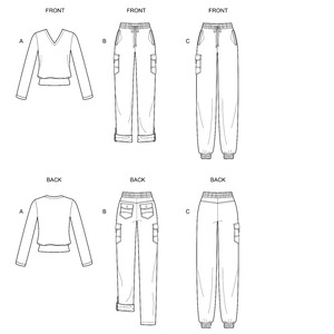 New Look Sewing Pattern N6644 Misses' Cargo Pants and Knit Top