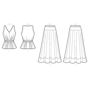 New Look Sewing Pattern N6668 Misses' Pull-Over V-Neck Sleeveless Top With Elastic Waist & Skirt