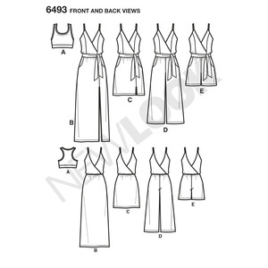 New Look Pattern 6493 Misses' Jumpsuit and Dress in Two Lengths with Bralette