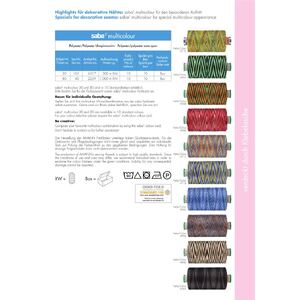Saba Thread Colour Card, Actual Threads, Saba 150, 120, 100, 80, 50 & 30, Sabetex 100, 120, 250