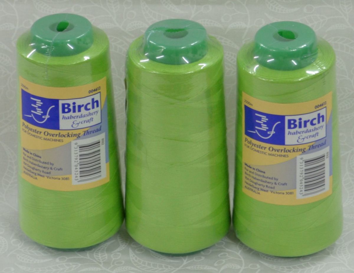 100/% Polyester Colour WHITE Birch Overlocker Thread 4 x 2500m Cones