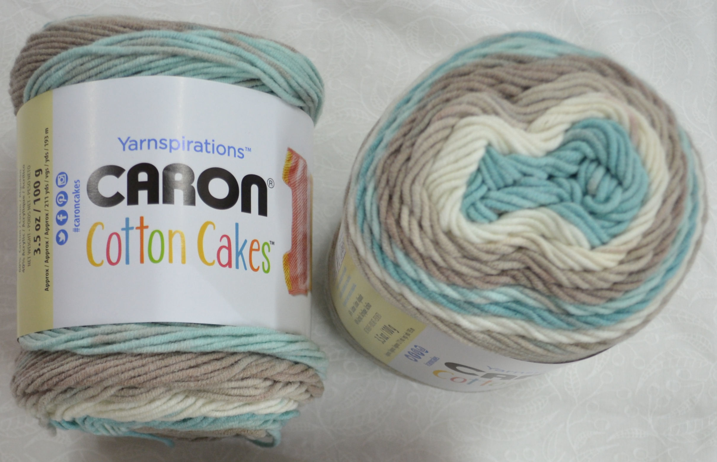 Caron Cotton Cakes, Medium Weight Cotton Blend Yarn, 100g Ball, BEACHGLASS