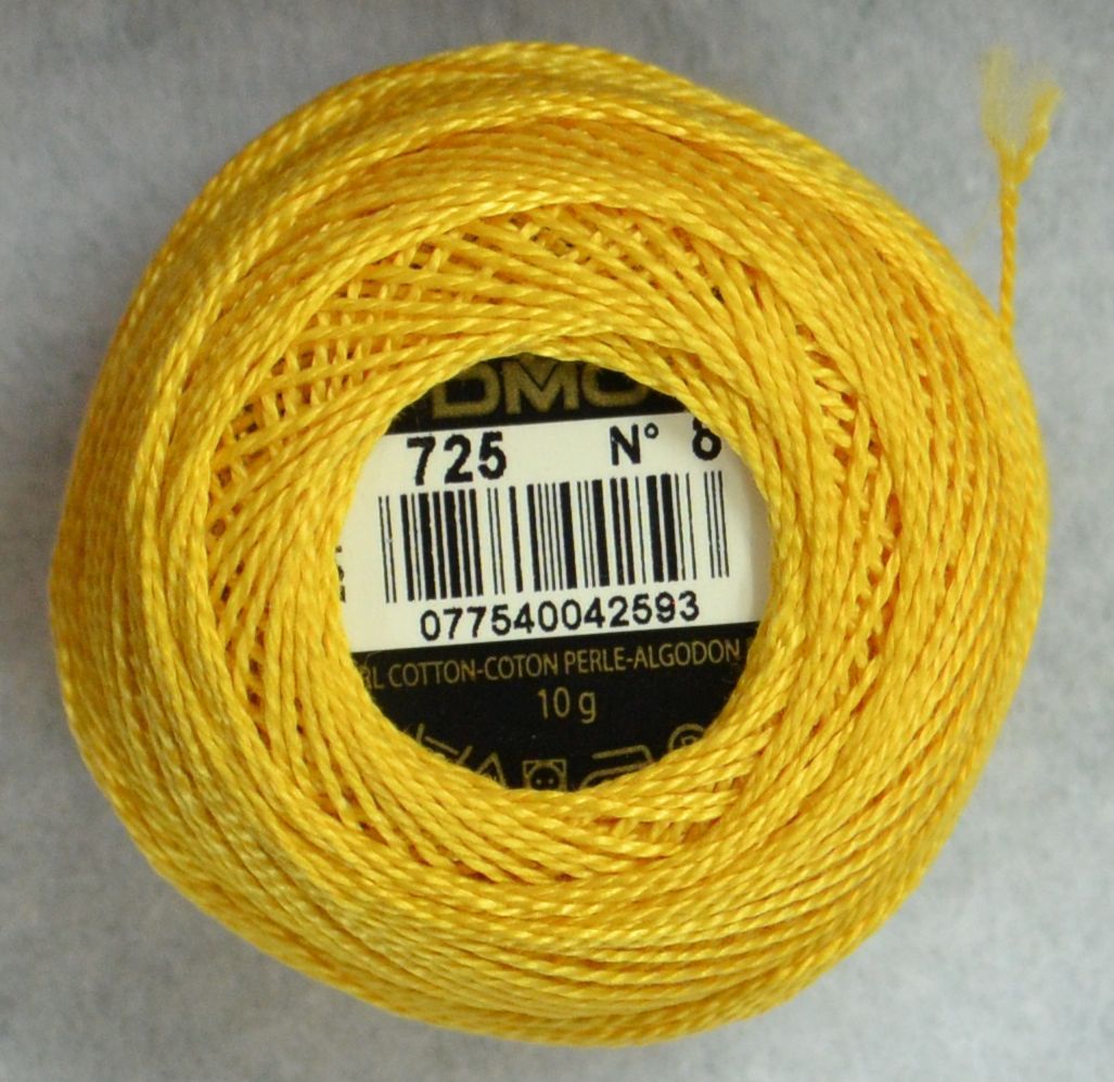 DMC 725 Pearl Cotton Thread | Size 8 | Topaz Yellow