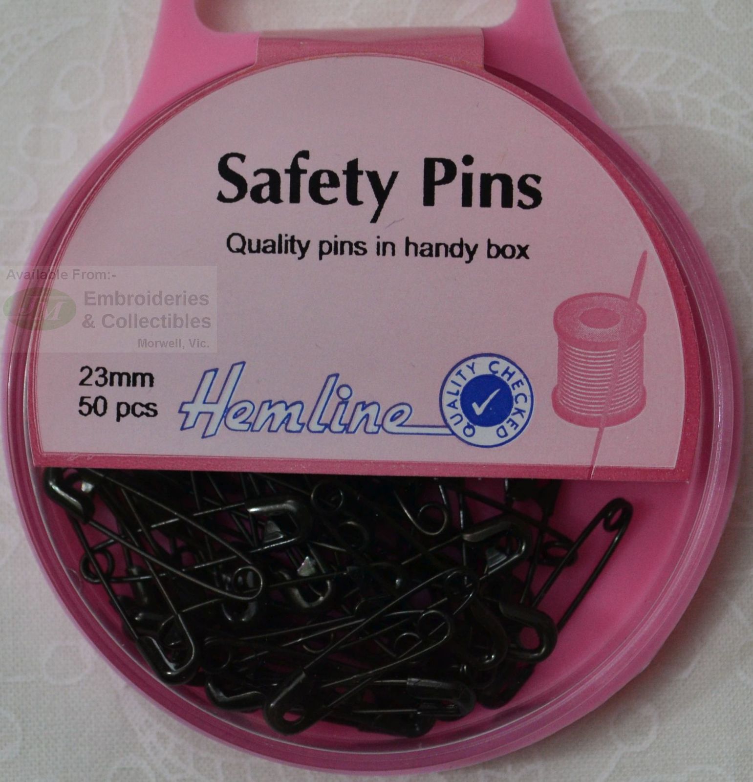 23mm 50pcs Hemline Black Safety Pins
