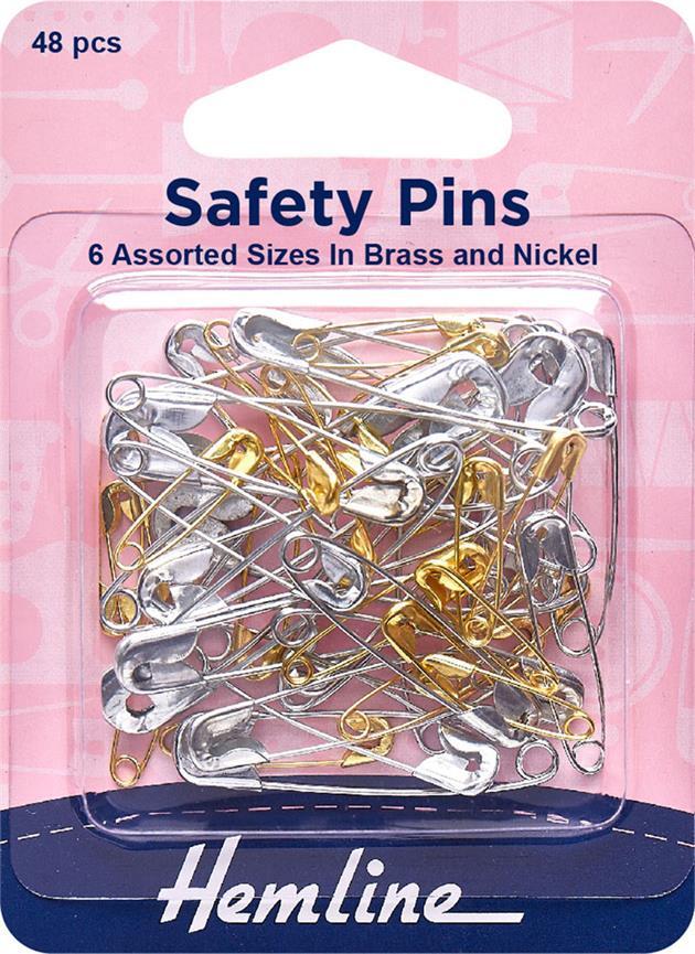 Hemline Safety Pins Assorted Value Pack 48 Pieces, 19, 23, 27, 34, 38 ...