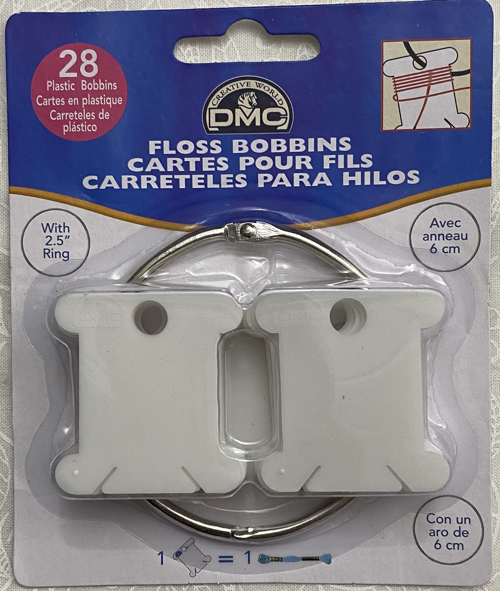 DMC 28/Pkg - Plastic Floss Bobbins