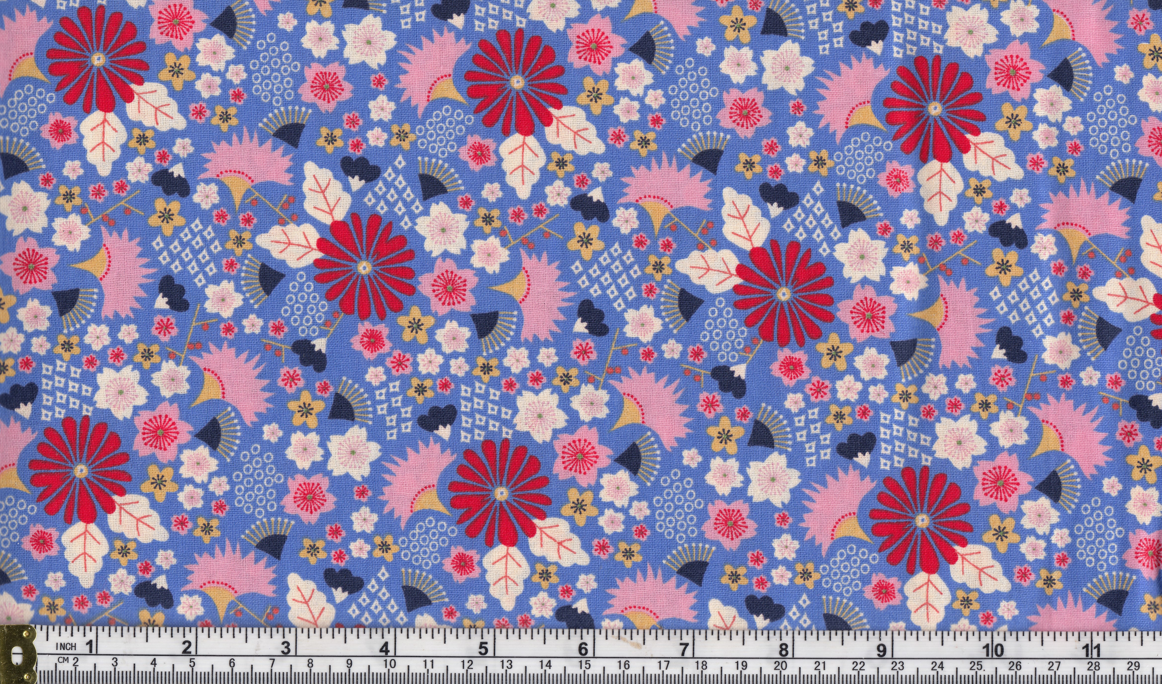 Birch 100% Cotton Fabric, 110cm Wide, Japanese Floral Series, BLUE